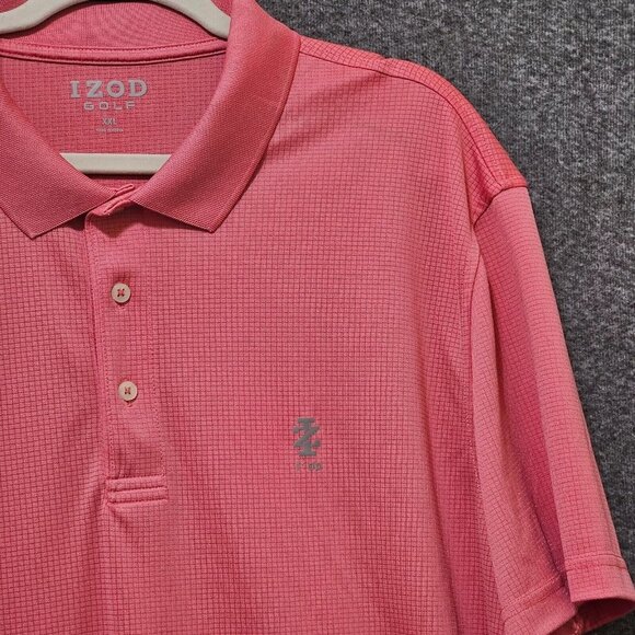 Izod Gold Polo Shirt Mens Size XXL Pink Logo Collared Short Sleeve Pullover - Picture 2 of 16